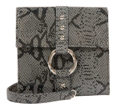 JENTOU Women's Jeanine Python Print Leather Crossbody Purse JT8351-GRYBLK - Wisconsin Harley-Davidson