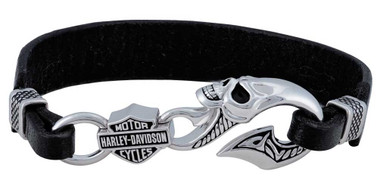 Harley-Davidson Men's Wicked Skull Bar & Shield Leather Bracelet HDB0443 - Wisconsin Harley-Davidson