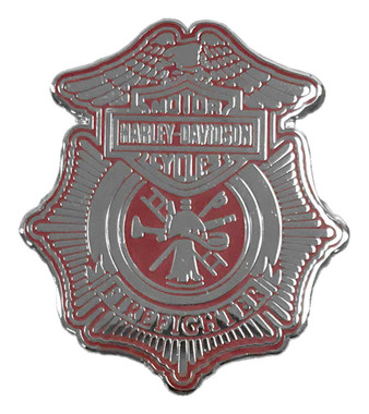 Harley-Davidson 1.25 in. Firefighter Shield Pin, Shiny Silver Finish 8009137 - Wisconsin Harley-Davidson