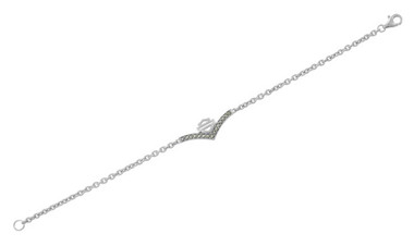 Harley-Davidson Women's Chevron Marcasite Stone Chain Bracelet, Silver HDB0448 - Wisconsin Harley-Davidson