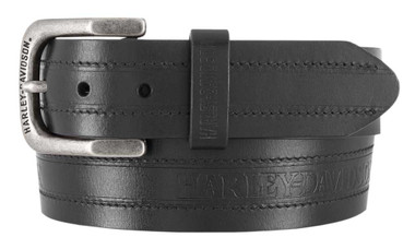 Harley-Davidson Men's Road Trip H-D Genuine Leather Belt - Antique Nickel Buckle - Wisconsin Harley-Davidson