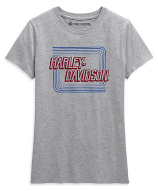 Harley-Davidson Women's Retro Outline Short Sleeve Tee - Heather Gray 99106-20VW - Wisconsin Harley-Davidson
