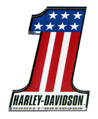 Harley-Davidson Cut-Out Number One RWB Logo Hard Acrylic Magnet - 3.25 x 2 inch - Wisconsin Harley-Davidson