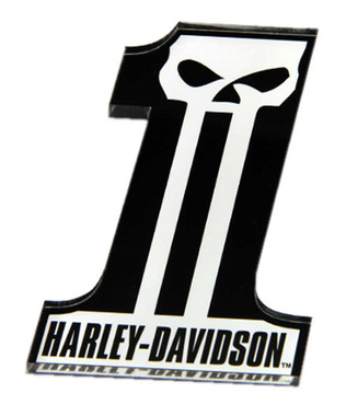 Harley-Davidson Cut-Out Number One Skull Logo Hard Acrylic Magnet - 3.25 x 2 in. - Wisconsin Harley-Davidson