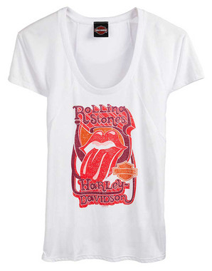 Harley-Davidson Women's Rolling Stones Groovy Flowy Short Sleeve Tee, White - Wisconsin Harley-Davidson