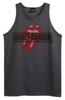 Harley-Davidson Men's Rolling Stones Mash Sleeveless Cotton Tank Top, Charcoal - Wisconsin Harley-Davidson