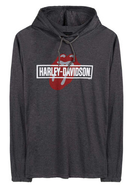 Harley-Davidson Women's Rolling Stones Mash Long Sleeve Hoodie, Heather Gray - Wisconsin Harley-Davidson
