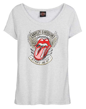 Harley-Davidson Women's Rolling Stones Start Me Up Short Sleeve Tee - White - Wisconsin Harley-Davidson