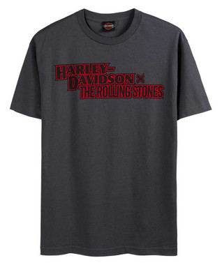 Harley-Davidson Men's Rolling Stones Stacked Short Sleeve Crew-Neck Tee - Gray - Wisconsin Harley-Davidson