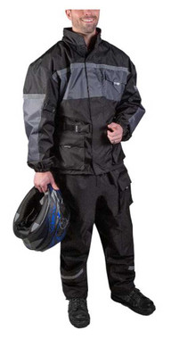 Fulmer Men's 452 Legacy Two-Piece Reflective Complete Rain Suit - Black & Gray - Wisconsin Harley-Davidson
