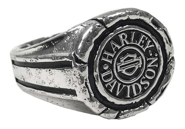 Harley-Davidson Men's Bar & Shield Wax Seal Ring - Sterling Silver HDR0544 - Wisconsin Harley-Davidson