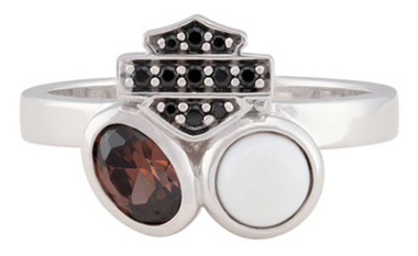 Harley-Davidson Women's Two Stone Cluster B&S Ring, Sterling Silver HDR0553 - Wisconsin Harley-Davidson