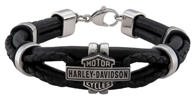 Harley-Davidson Men's Vintage B&S Hardware & Leather Bracelet - Stainless Steel - Wisconsin Harley-Davidson