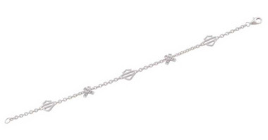 Harley-Davidson Women's Criss Cross Crystal B&S Sterling Silver Bracelet HDB0460 - Wisconsin Harley-Davidson