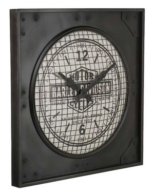 Harley-Davidson Industrial Bar & Shield Metal Square Clock, 24 inch HDL-16644 - Wisconsin Harley-Davidson