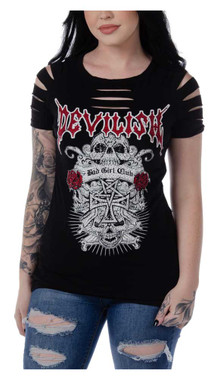 Liberty Wear Women's Devilish Vixen Embellished Short Sleeve Tee