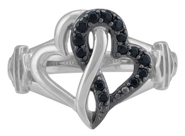 Harley-Davidson Women's Black & White Infinity Hearts Ring, Sterling Silver - Wisconsin Harley-Davidson
