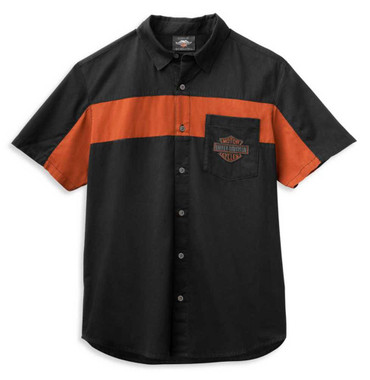 Harley-Davidson® Men's Copperblock Short Sleeve Woven Shirt, Black