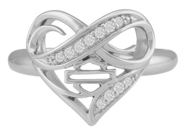 Harley-Davidson Women's Crystal Infinity Thorn Heart Ring, Sterling Silver - Wisconsin Harley-Davidson