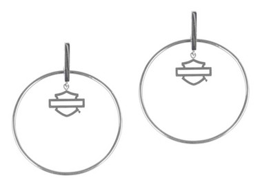 Harley-Davidson Women's Small Bar & Shield Stick Post Circle Steel Earrings - Wisconsin Harley-Davidson