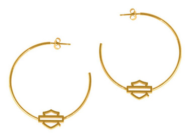 Harley-Davidson Women's Small Bar & Shield Logo Hoop Earrings - Stainless Steel - Wisconsin Harley-Davidson