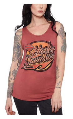 Harley-Davidson Women's Embellished Blaze H-D Scoop Neck Sleeveless Tank Top - Wisconsin Harley-Davidson