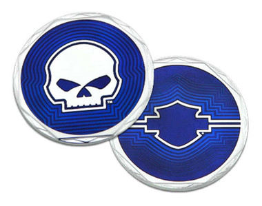 Harley-Davidson Blue Retro Bar & Shield Logo Metal Challenge Coin, 1.75 in. - Wisconsin Harley-Davidson