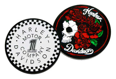 Harley-Davidson Engraved Skull & Roses Metal Challenge Coin, 1.75 in. - Black - Wisconsin Harley-Davidson