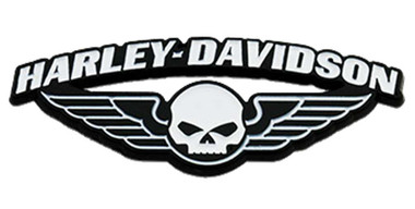 Harley-Davidson 1.75 in. Winged Skull Metal Pin, Black & White Finishes - Wisconsin Harley-Davidson