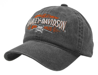Harley-Davidson Men's Villain Adjustable Slide Baseball Cap - Washed Black - Wisconsin Harley-Davidson