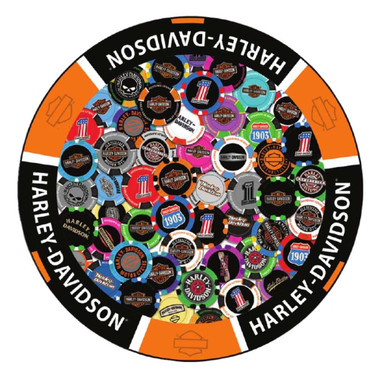 Harley-Davidson® Poker Chip Graphic Round Puzzle - 1000 Pieces, 26.5 Inches - Wisconsin Harley-Davidson