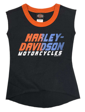 Harley-Davidson Little Girls' Bold Interlock Aline Sleeveless Tank Top - Black - Wisconsin Harley-Davidson
