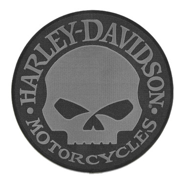 Harley-Davidson 8 in. Embroidered Willie G Skull Logo Emblem Sew-On Patch - Gray - Wisconsin Harley-Davidson