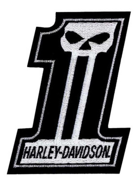 Harley-Davidson 3 in. Embroidered Dark Custom #1 Skull Small Emblem Sew-On Patch - Wisconsin Harley-Davidson