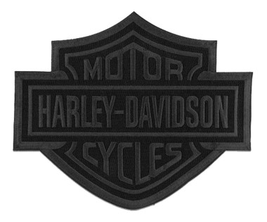 Harley-Davidson 8 inch Embroidered Black Bar & Shield Logo Emblem Sew-On Patch - Wisconsin Harley-Davidson