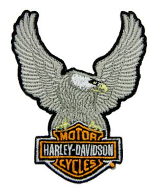 Harley-Davidson 3.5 in Embroidered Silver Eagle Bar & Shield Emblem Sew-On Patch - Wisconsin Harley-Davidson