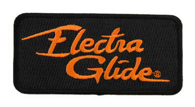 Harley-Davidson 4in Embroidered Electra Glide Emblem Sew-On Patch - Black/Orange - Wisconsin Harley-Davidson