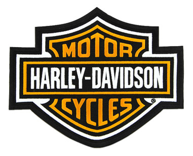 Harley-Davidson 9.25 inch Embroidered Orange Bar & Shield Logo Emblem Patch - Wisconsin Harley-Davidson