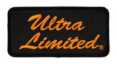 Harley-Davidson 4in Embroidered Ultra Limited Emblem Sew-On Patch - Black/Orange - Wisconsin Harley-Davidson