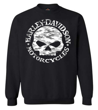 Harley-Davidson® Men's Willie G Skull Sweatshirt, Black Crew