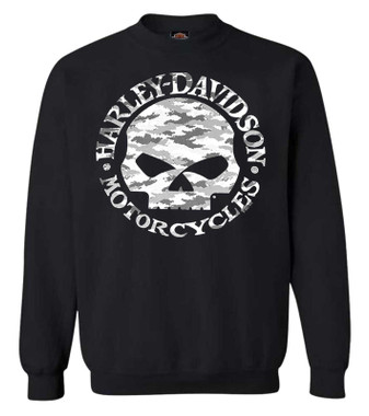 Willie G Skull Harley-Davidson Men's Zippered Sweatshirt Jacket Black 30296647 