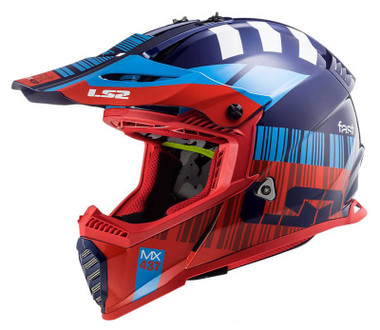 LS2 Helmets Gate XCODE Full Face MX Motorcycle Helmet, Gloss Red & Blue - Wisconsin Harley-Davidson