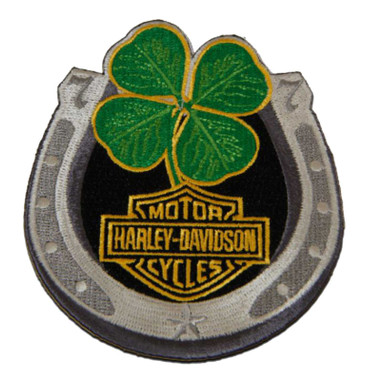 Harley-Davidson 3.4 in. Embroidered Lucky Clover Horseshoe Emblem Sew-On Patch - Wisconsin Harley-Davidson