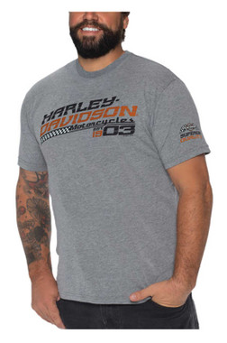 Harley-Davidson Men's Racing Power Tri-Blend Short Sleeve T-Shirt, Heather Gray - Wisconsin Harley-Davidson