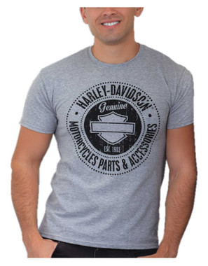 Harley-Davidson Men's Bar & Shield Chest Pocket Short Sleeve T-Shirt - Gray - Wisconsin Harley-Davidson