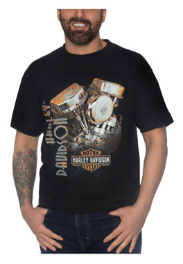 Harley-Davidson Men's Rusty Pan Short Sleeve Crew-Neck Cotton T-Shirt, Black - Wisconsin Harley-Davidson