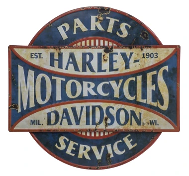 Harley-Davidson Parts & Service Two-Tiered Distressed Metal Wall Art Sign - Blue - Wisconsin Harley-Davidson