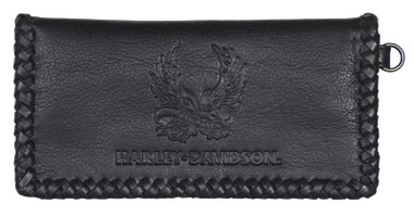 Harley-Davidson Men's Ride Free Trucker Leather Wallet w/RFID Protection - Black - Wisconsin Harley-Davidson