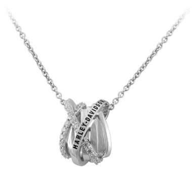 Harley-Davidson Women's Twisted Bling H-D Crystal Necklace - Sterling Silver - Wisconsin Harley-Davidson