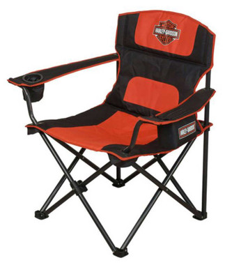 Harley-Davidson Bar & Shield Folding Chair w/ Drink Holder, Cooler Pocket & Bag - Wisconsin Harley-Davidson